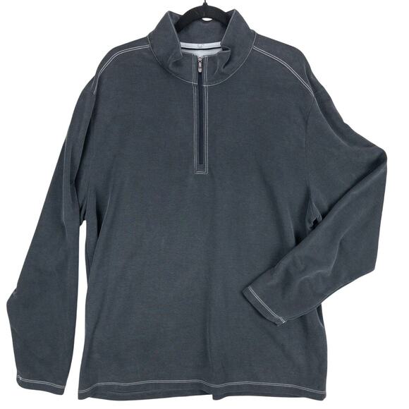 Tommy Bahama 1/4 Zip Men's 2XL Long Sleeve Pullover Gray Soft Poly Blend - Picture 1 of 11